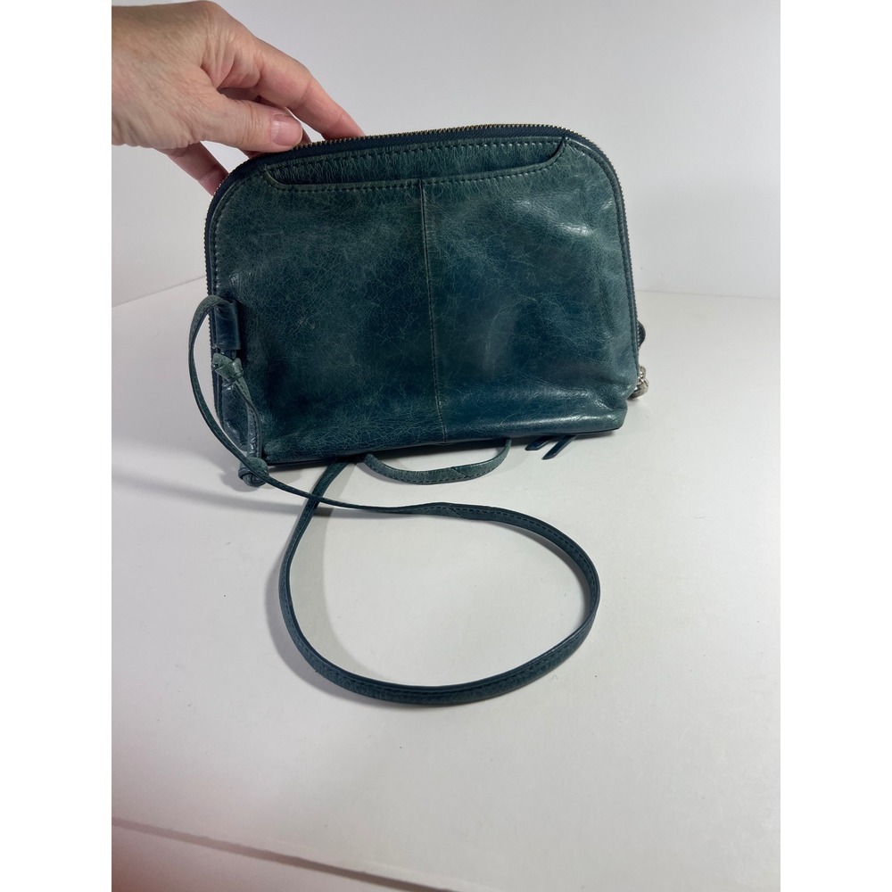 Womens Hobo Crossbody Distressed Leather Purse 7 x 9" Teal